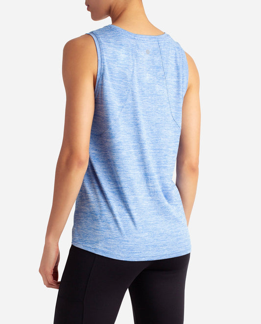 Back View of Danskin White And Palace Blue 2-Pack Essential Breathe Tank | DSK WHITE AND PALACE BLUE