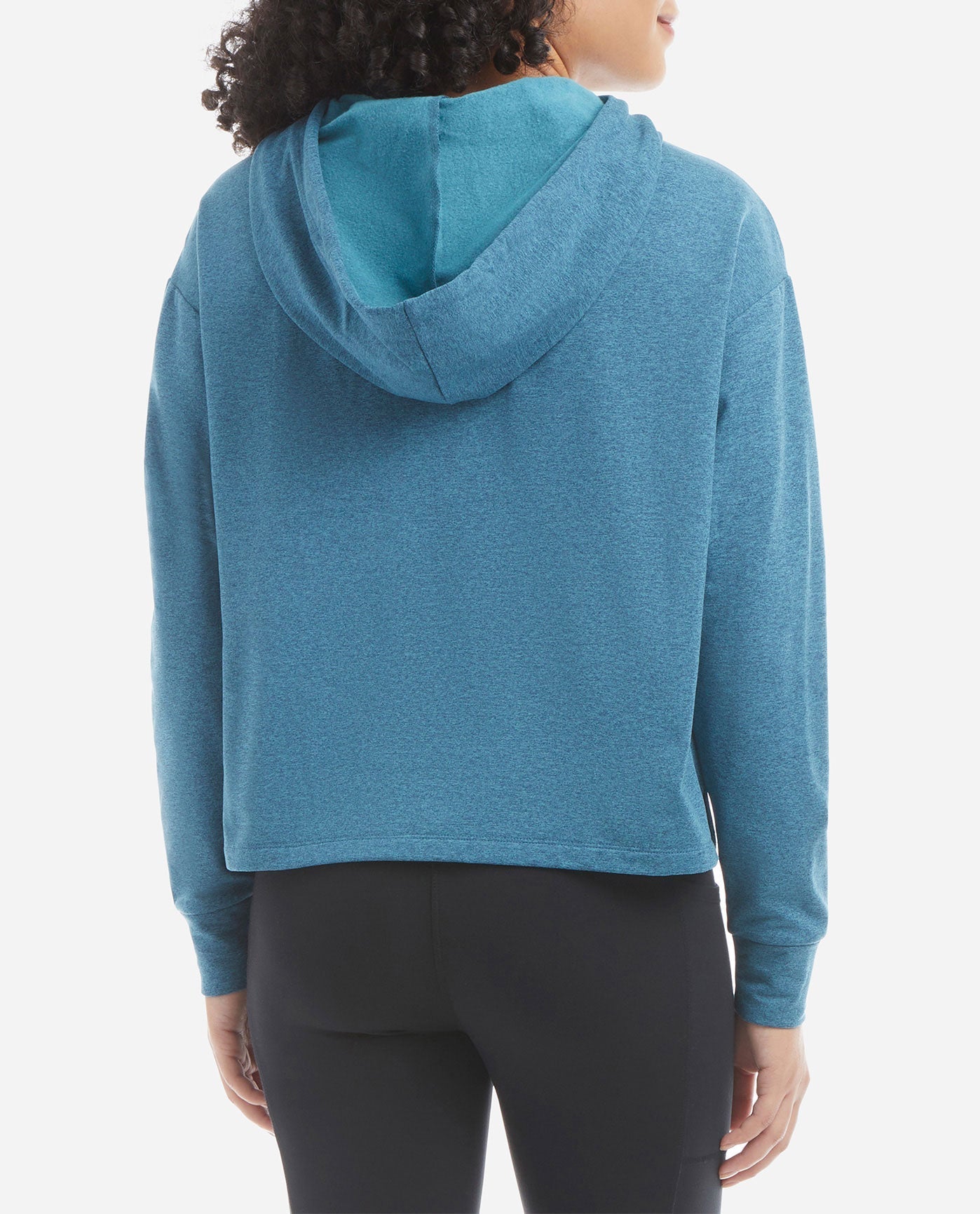 Back View Of Danskin Storm Blue Sustainable Soft Hoodie | DSK STORM BLUE