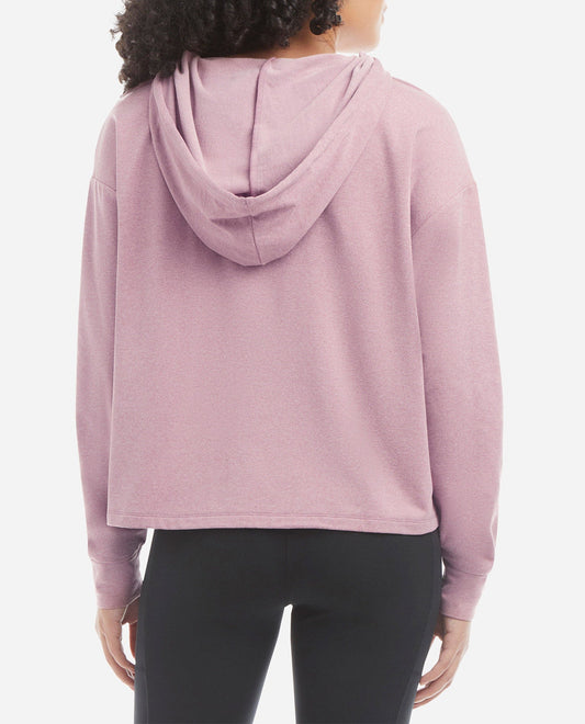 Back View Of Danskin Wistful Mauve Sustainable Soft Hoodie | DSK WISTFUL MAUVE