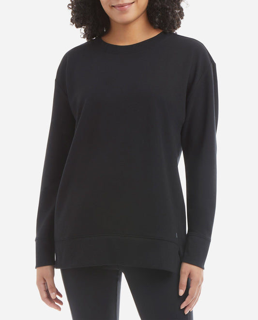 Front View of Danskin Black Salt Split Hem Tunic | DSK BLACK SALT