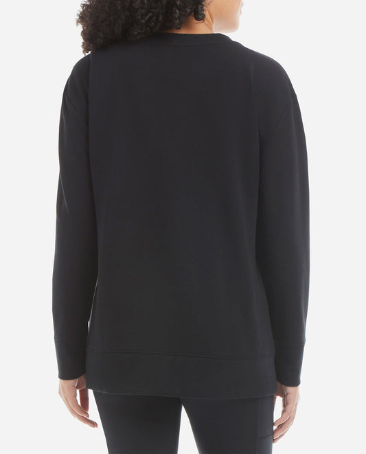 Back View of Danskin Black Salt Split Hem Tunic | DSK BLACK SALT