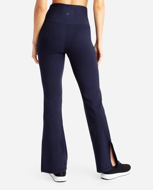 Back View of Danskin Neo Navy Slit Flare Pant | DSK Neo Navy