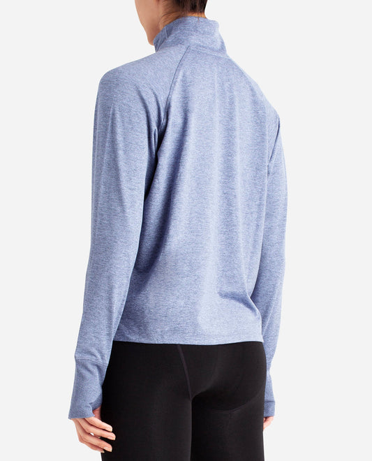 Back View Of Danskin Stonewash Melange Supersoft Quarter Zip Pullover | DSK STONEWASH MELANGE