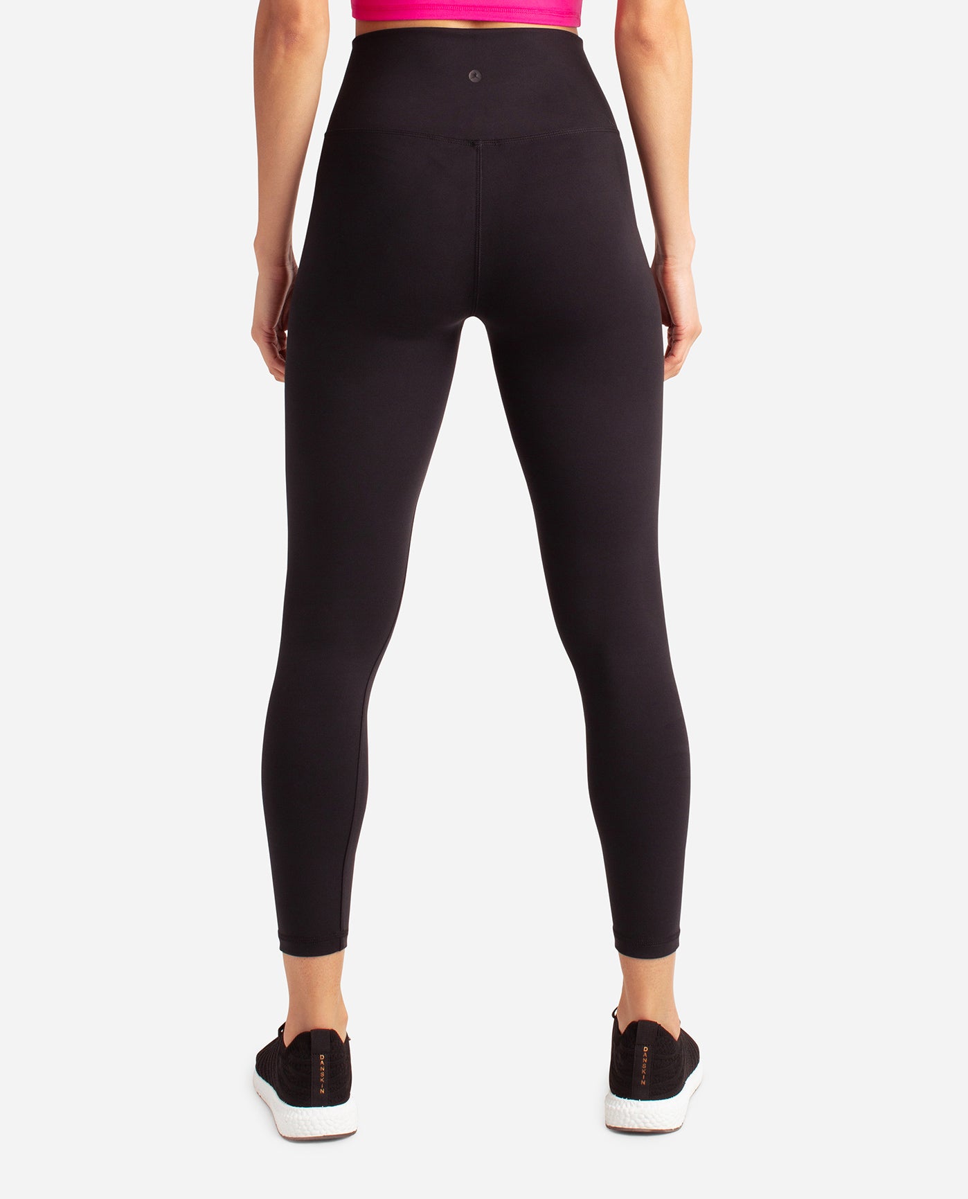 Back View Of Danskin Black Salt Crossover Waist 7-8 Legging | DSK BLACK SALT