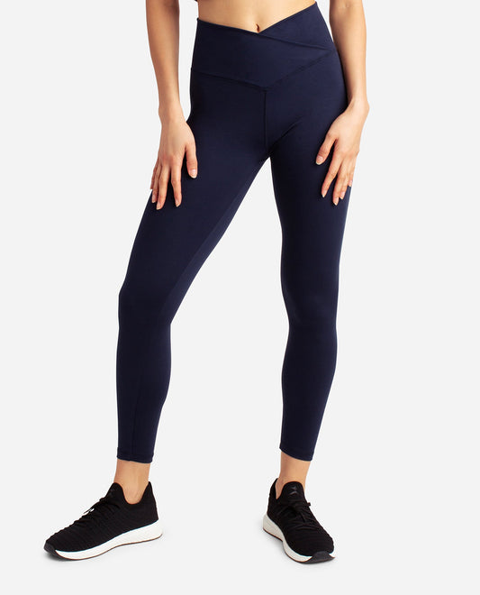 Front View Of Danskin Neo Navy Crossover Waist 7-8 Legging | DSK NEO NAVY