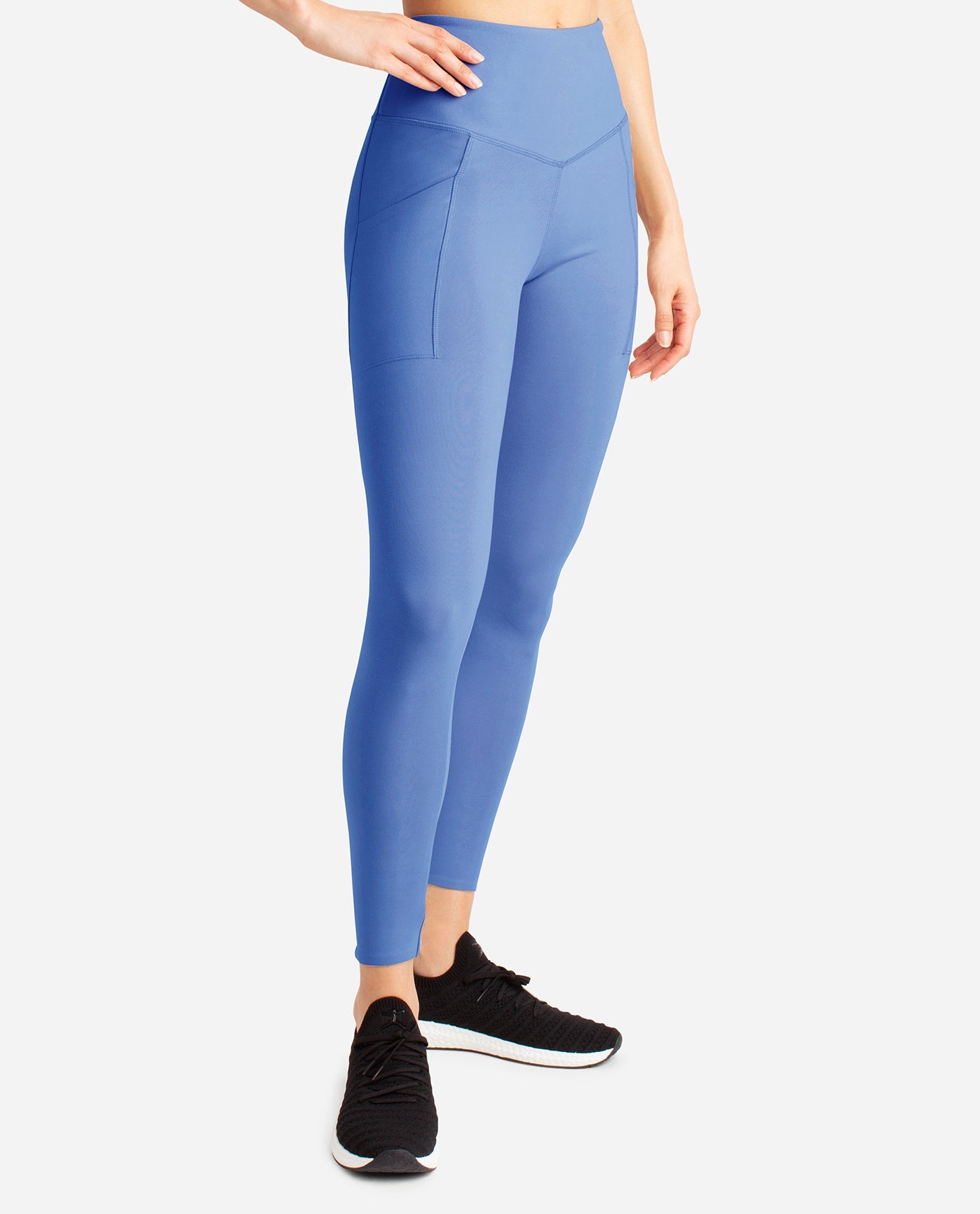 Side View Of Danskin Venice Blue Pacesetter 7/8 Legging | DSK VENICE BLUE