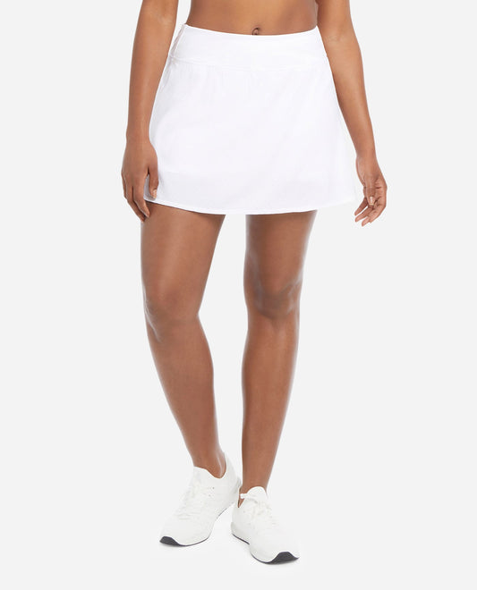 Front View of Danskin Bright White Perforated Skort | DSK BRIGHT WHITE