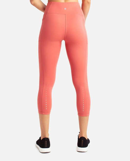 Back View of Danskin Terra Cotta Reflective Capri Legging | DSK TERRA COTTA