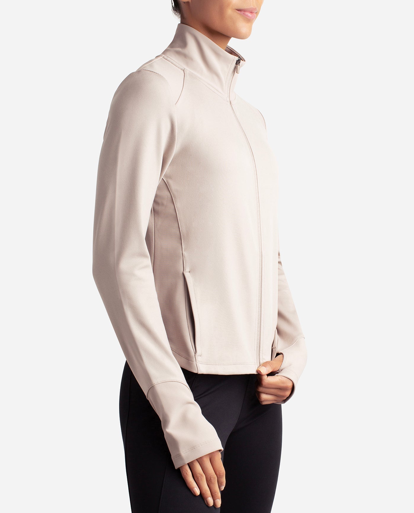 Side View Of Danskin Atmosphere Full-Zip Run Jacket | DSK ATMOSPHERE