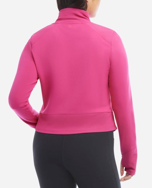 Back View Of Danskin Luminous Pink Full-Zip Run Jacket | DSK LUMINOUS PINK