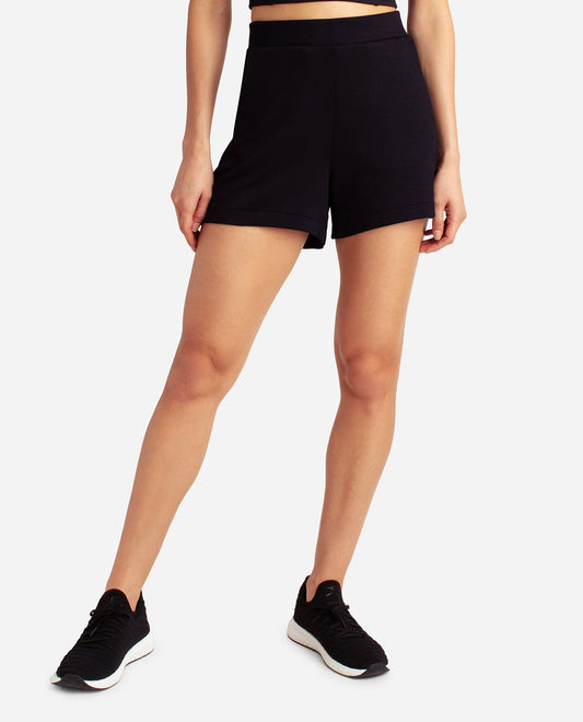 Front View of Danskin Black Salt Lounge Short | DSK Black Salt