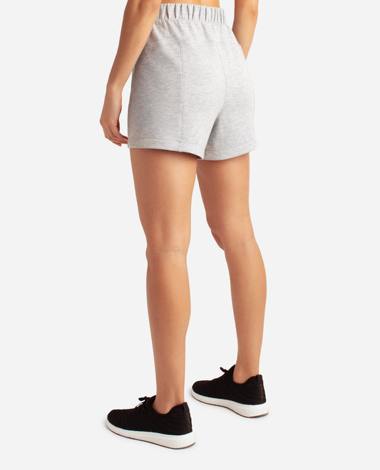 Back View of Danskin Light Heather Grey Lounge Short | DSK Light Heather Grey