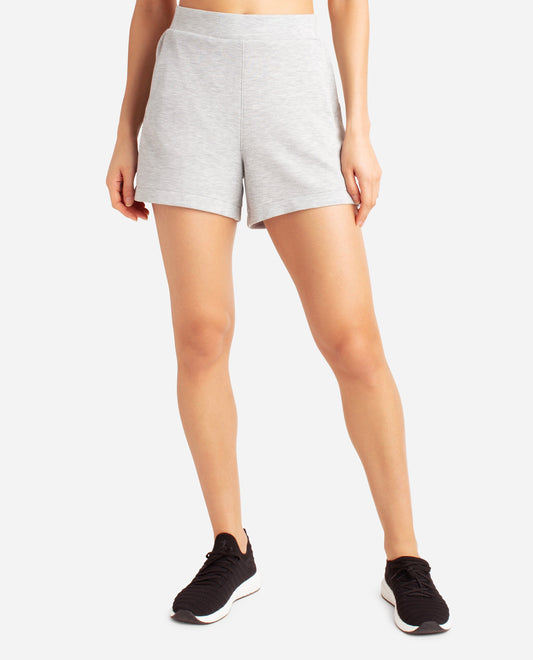 Front View of Danskin Light Heather Grey Lounge Short | DSK Light Heather Grey