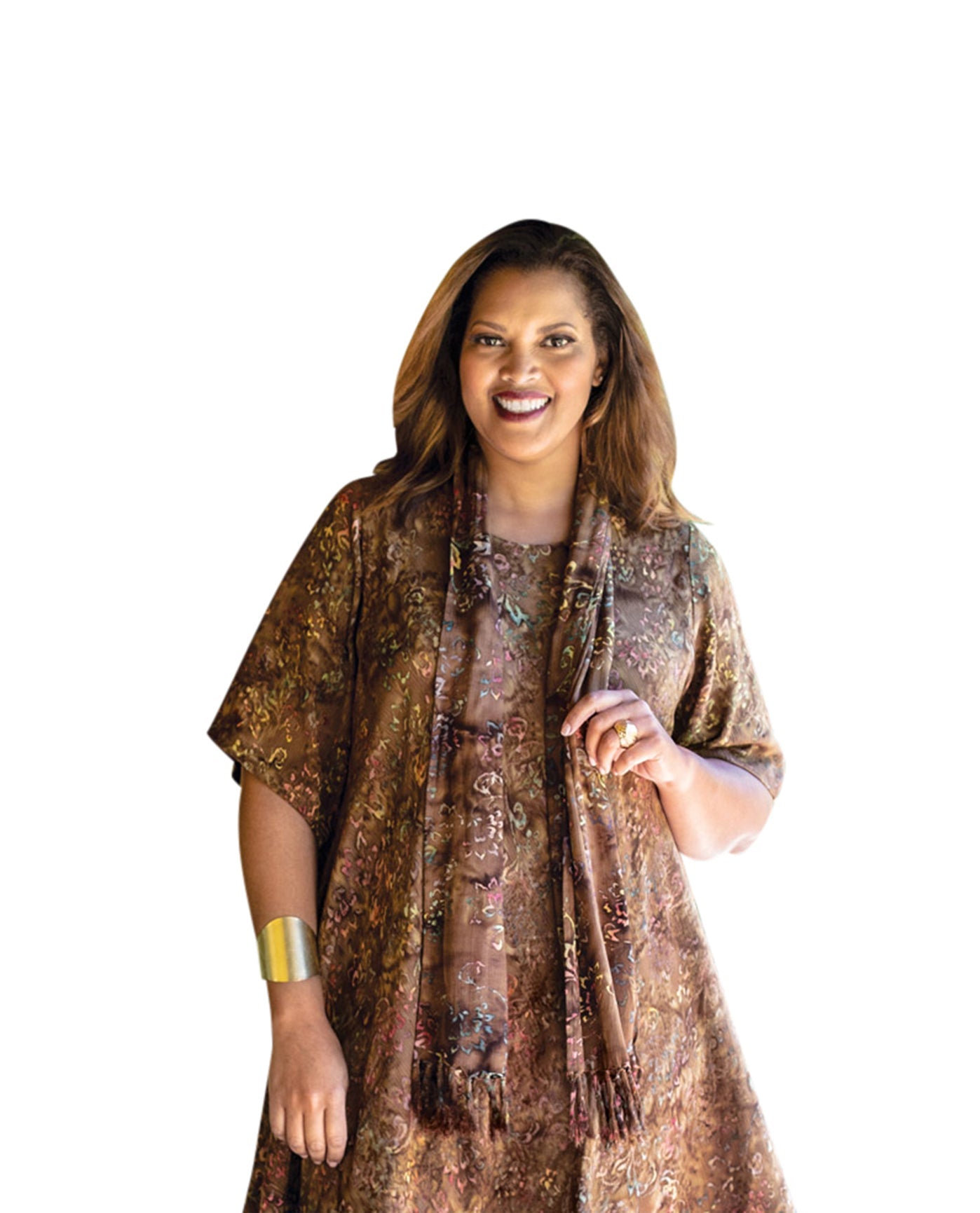 Front of Madras Rayon Batik Plus Size Scarf | AUTUM OTPS Autumn Madras