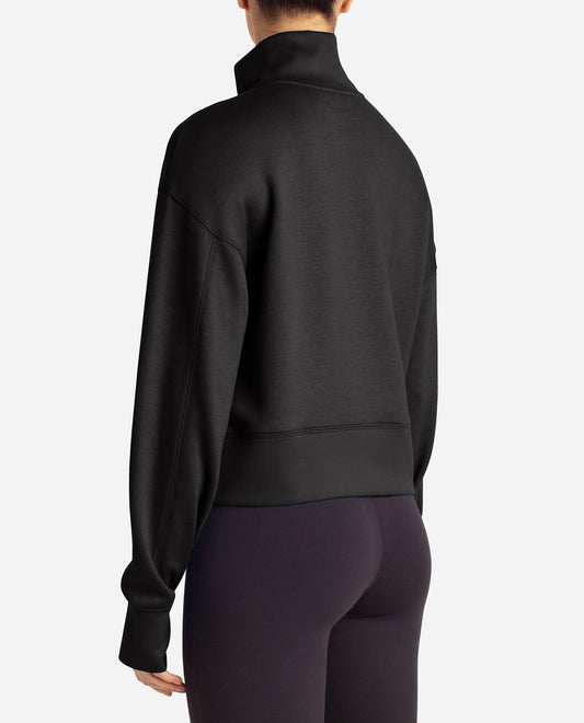 Back View Of Danskin Black Salt Scuba Corset Half-Zip | DSK BLACK SALT