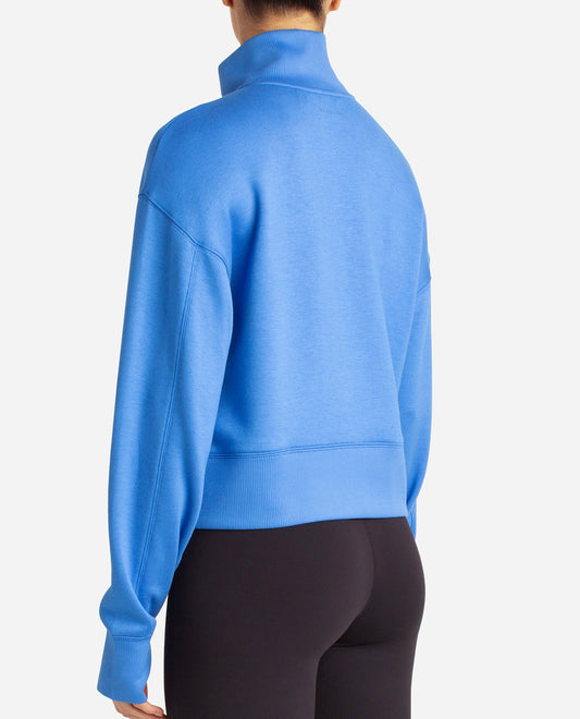Back View Of Danskin Palace Blue Scuba Corset Half-Zip | DSK PALACE BLUE