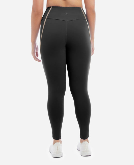 Back View Of Danskin Black Salt Corset 7-8 Leggings Supersculpt Waistband | DSK BLACK SALT