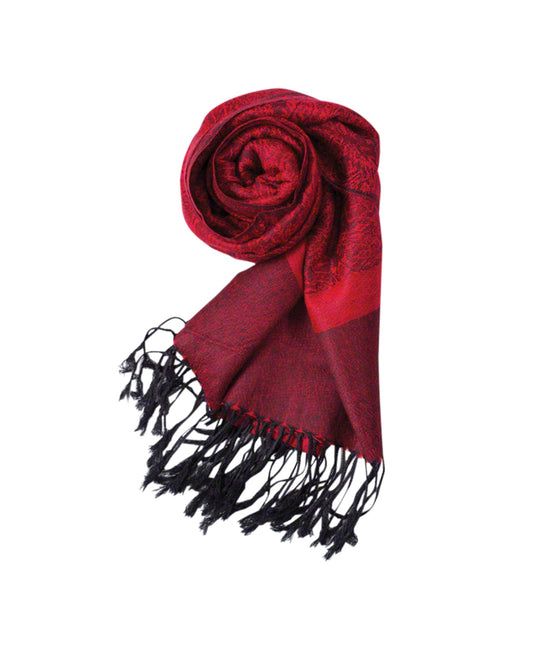 Front of Jacquard Pashmina Scarf | RED OTPS Red Pash