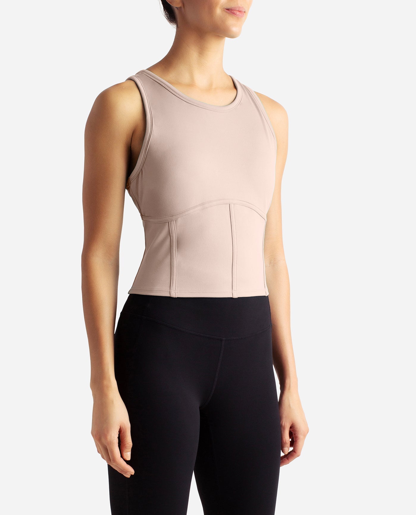 Side View Of Danskin Atmosphere Cropped Corset Tank | DSK ATMOSPHERE