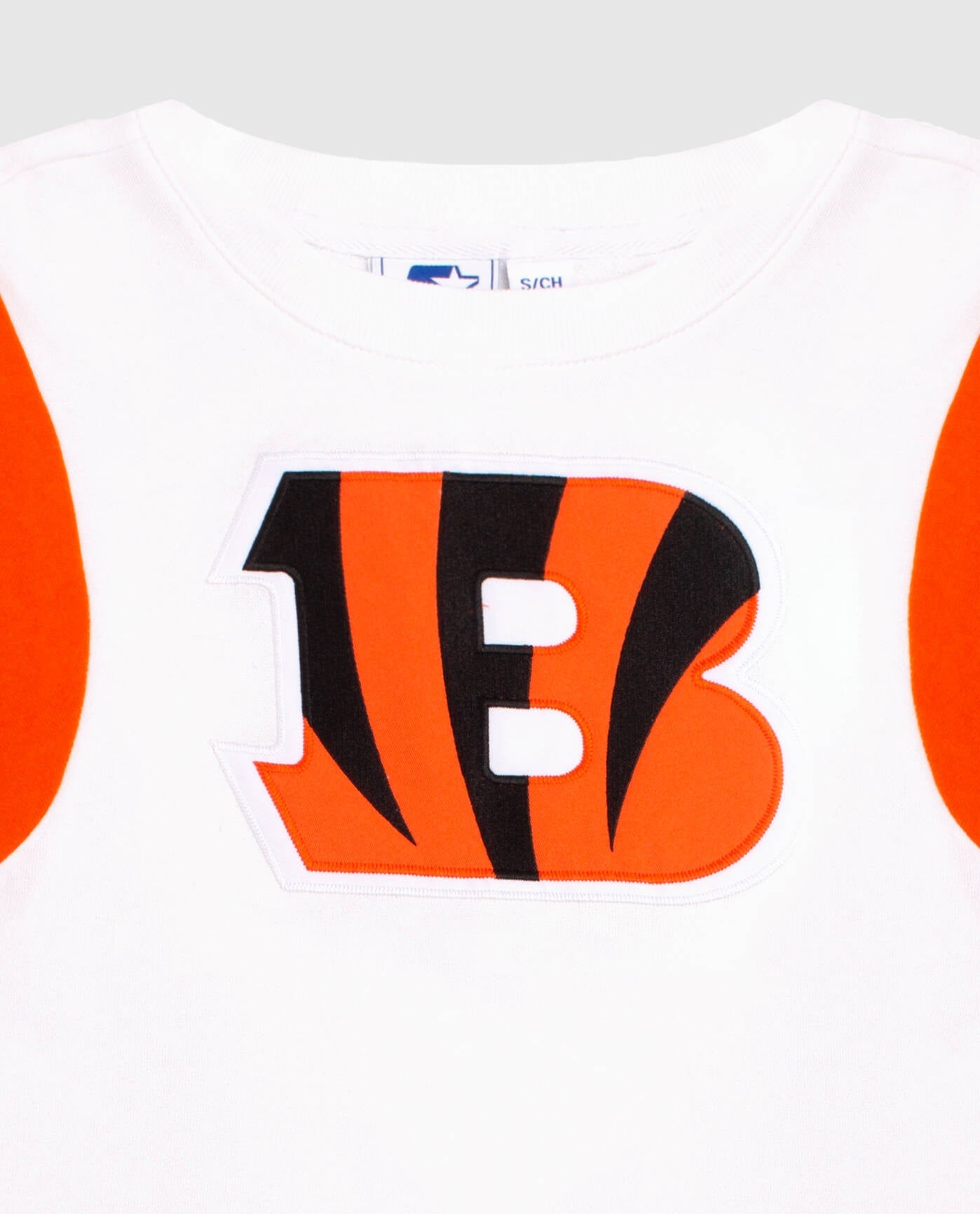 Side View of Starter White Womens Cincinnati Bengals Short Sleeve Crew Neck Starter Shirt | STR CINCINNATI BENGALS WHITE