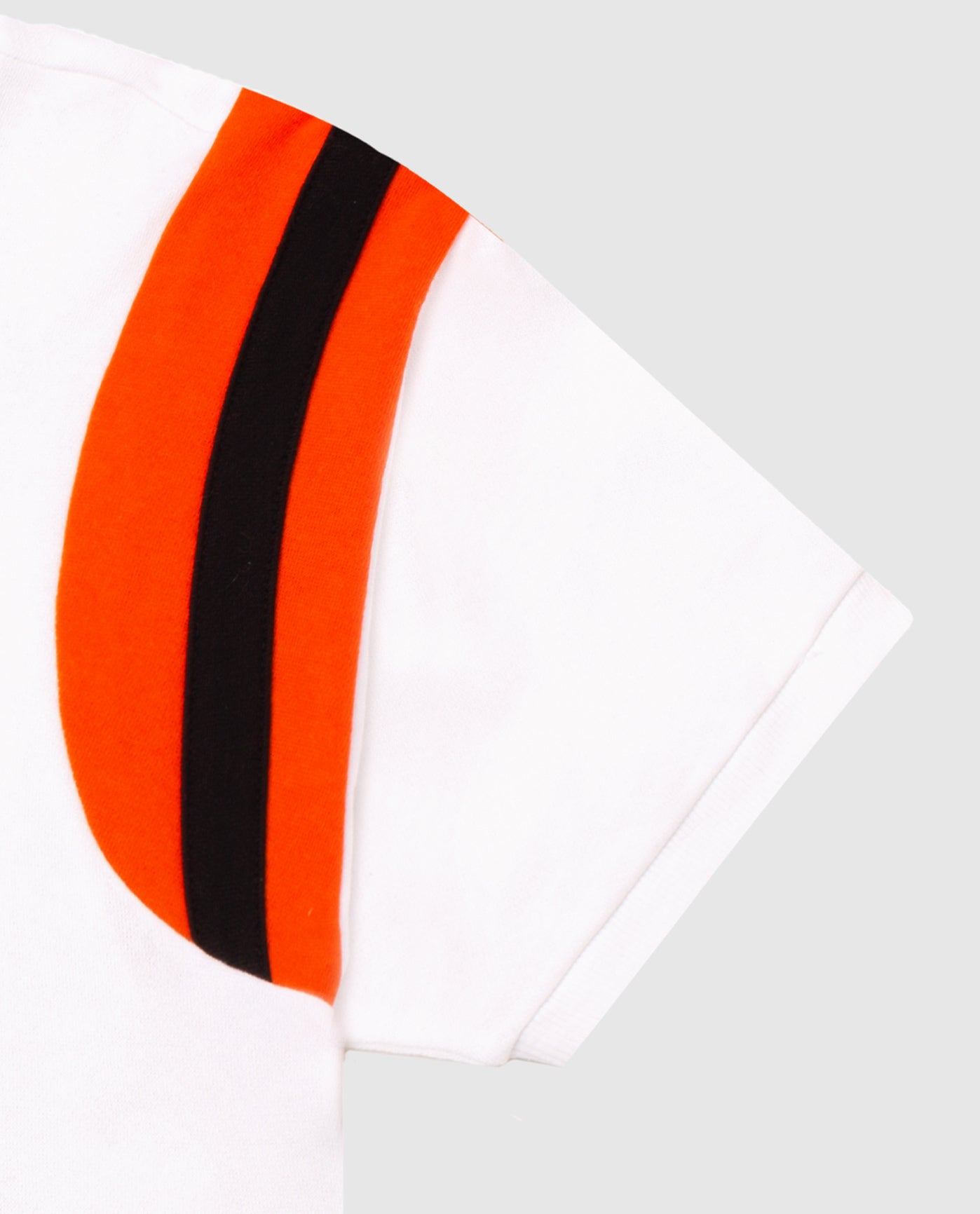 Detail View of Starter White Womens Cincinnati Bengals Short Sleeve Crew Neck Starter Shirt | STR CINCINNATI BENGALS WHITE