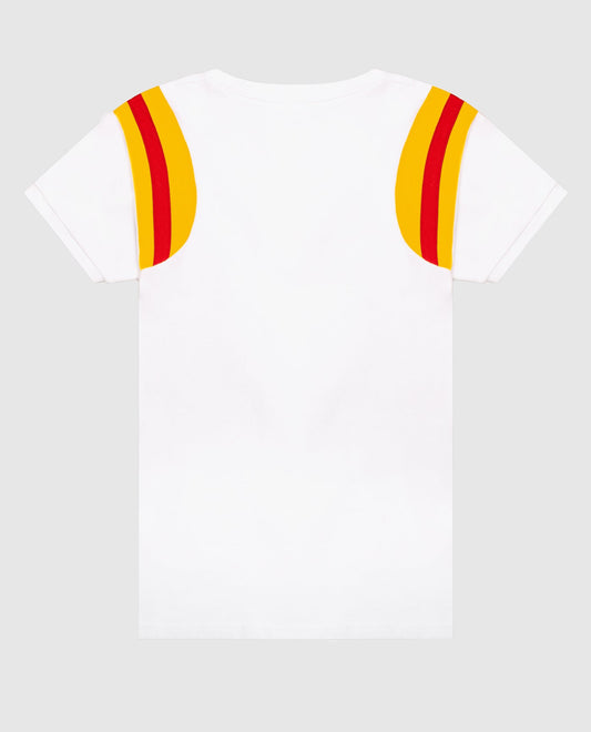 Back View of Starter White Womens Kansas City Chiefs Short Sleeve Crew Neck Starter Shirt | STR KANSAS CITY CHIEFS WHITE