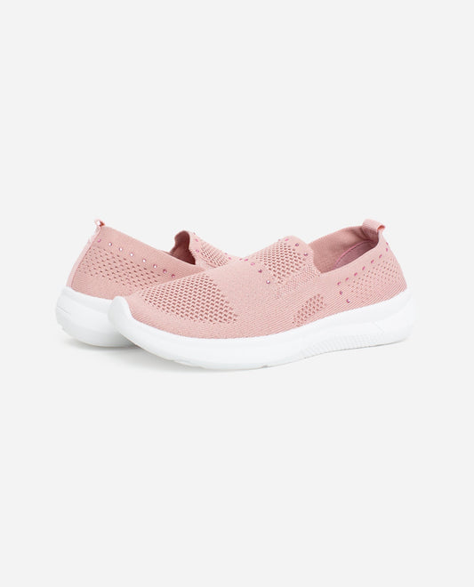 Front View of Danskin Pink Allure Slip On Sneaker | DSK PINK