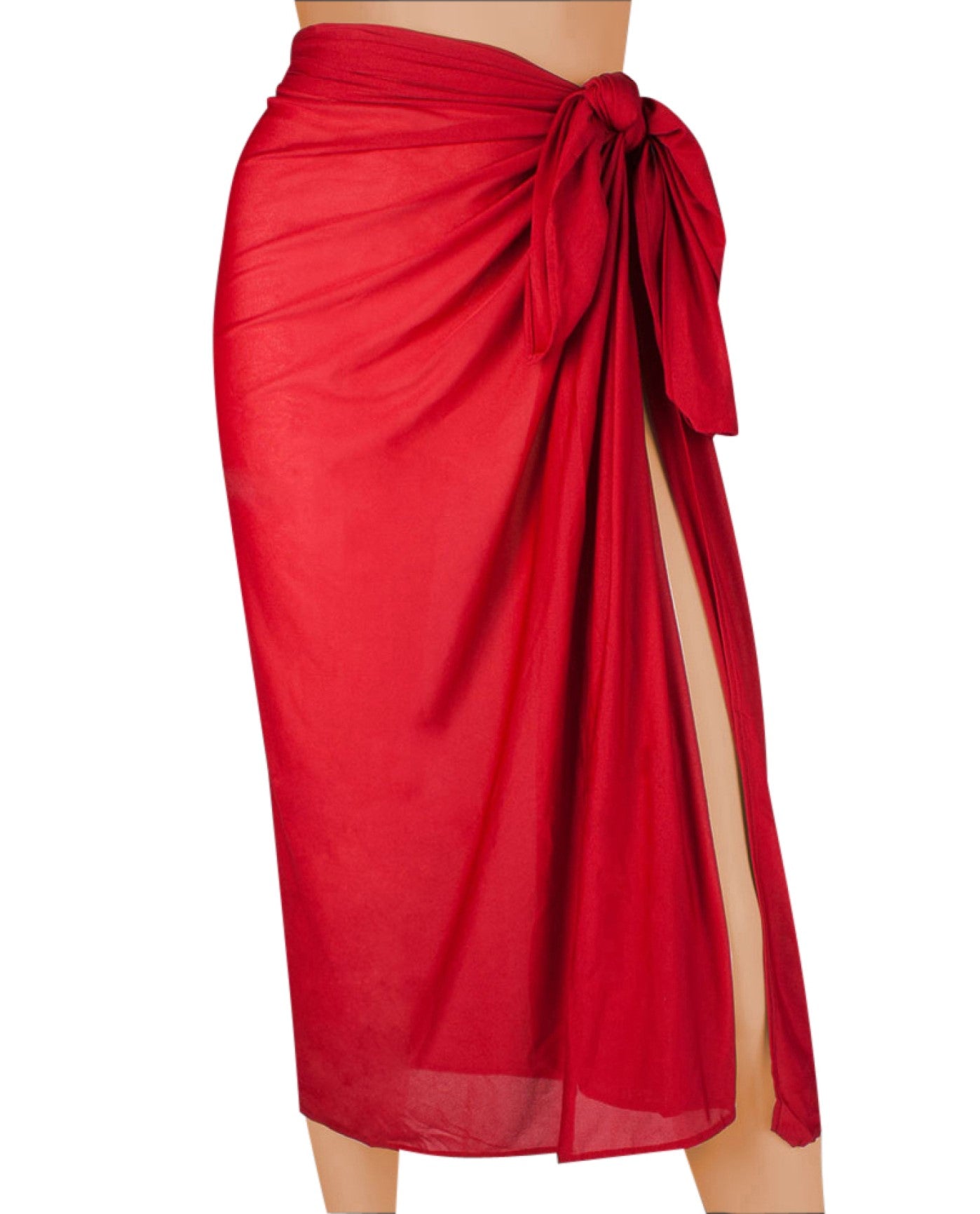 Front View of Miraclesuit Solid Red Pareo | MIR Red
