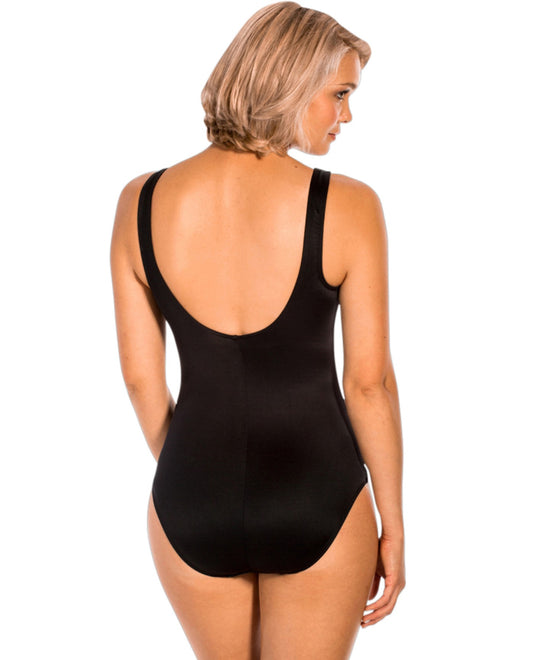 Back View of Miraclesuit Diamond Mine Dd-Cup Regatta Underwire High Neck Swimsuit | MIR Diamond Mine