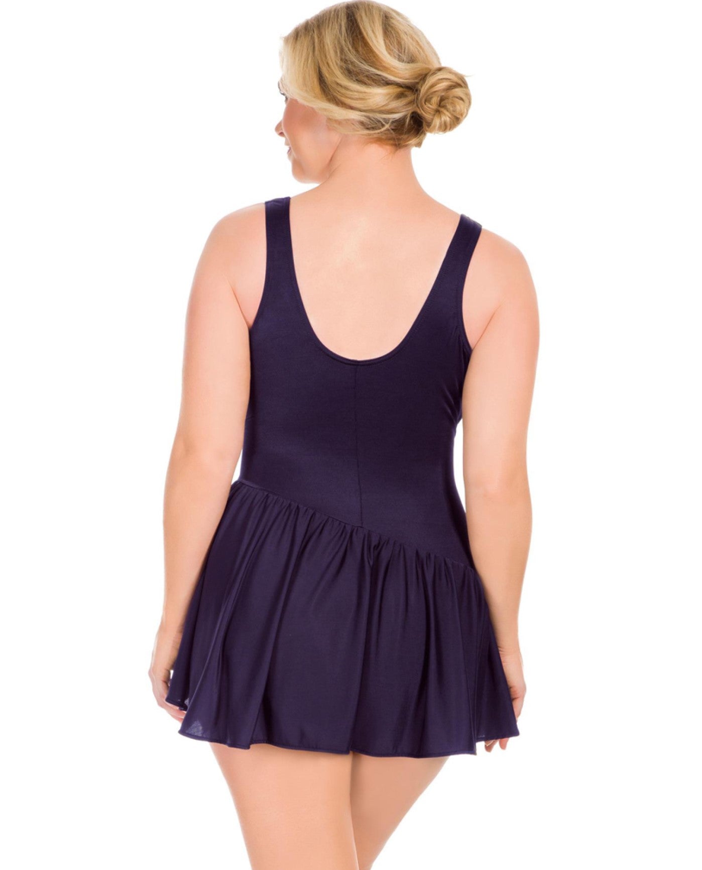 Back View of Miraclesuit Plum Aurora Surplice Swimdress | MIR PLUM