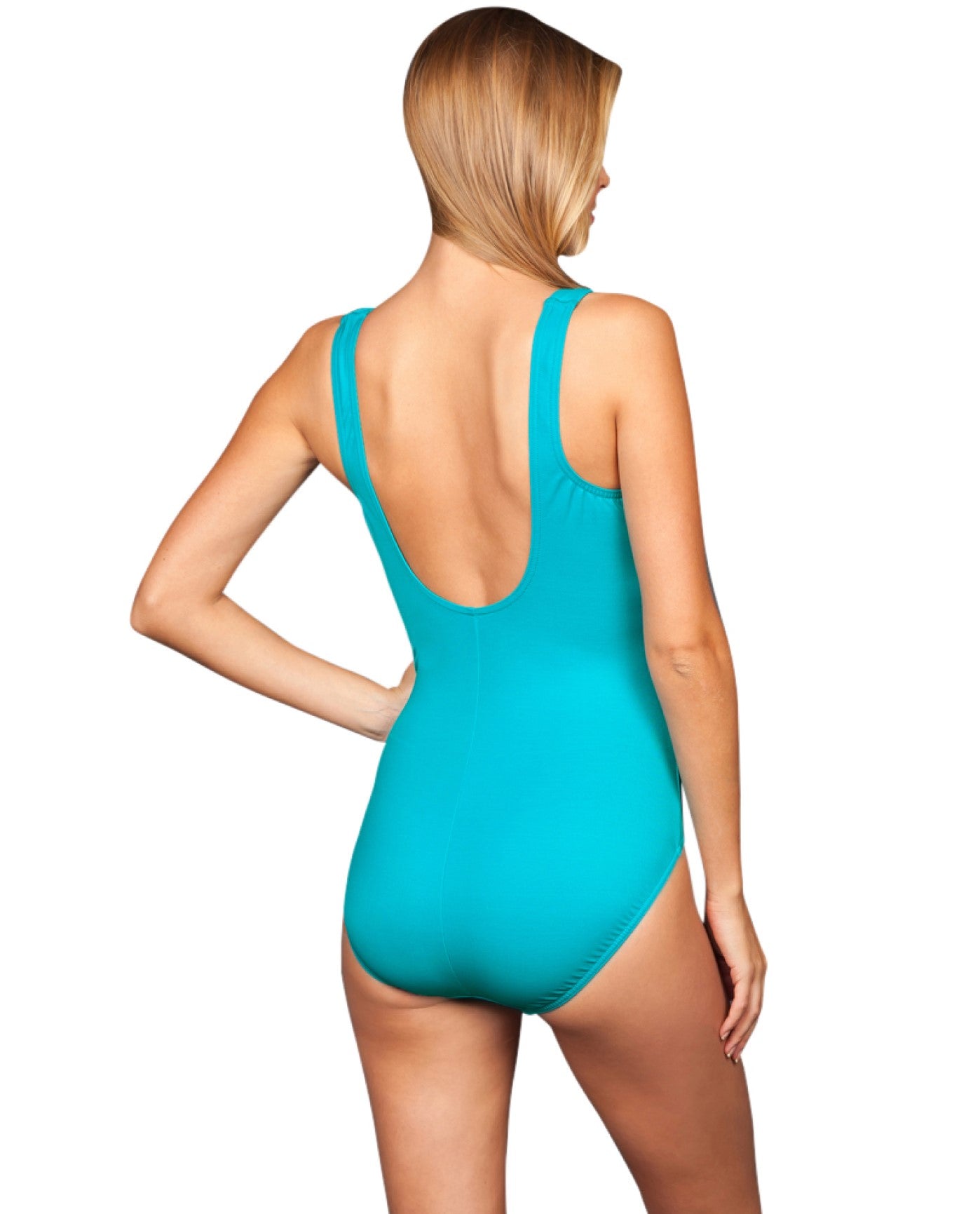Back View of Miraclesuit Aqua D-Cup Pandora One Piece Swimsuit | MIR Aquamarine