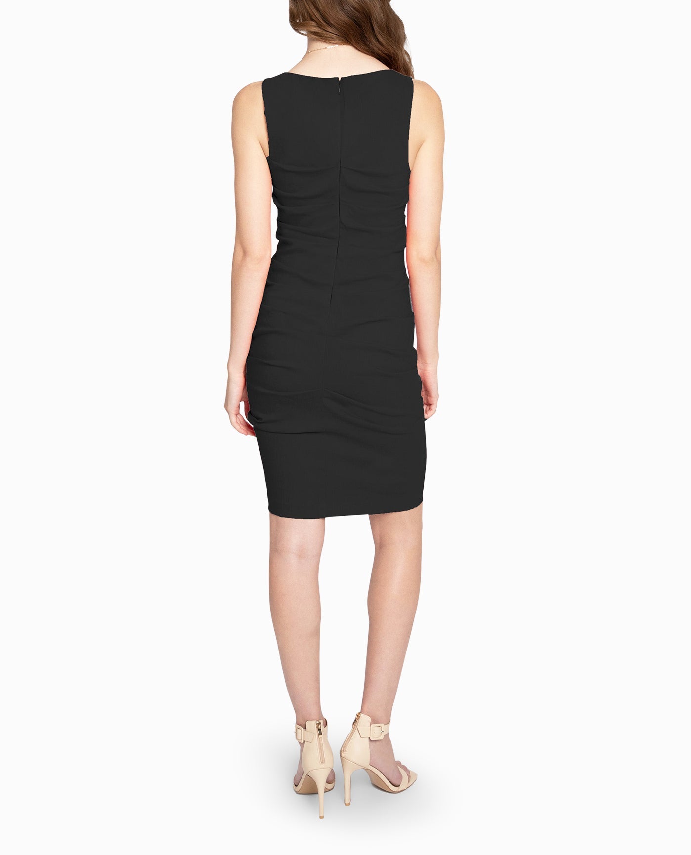 Back View Of Nicole Miller Stretch Scoop Neck Lauren Dress | NM BLACK