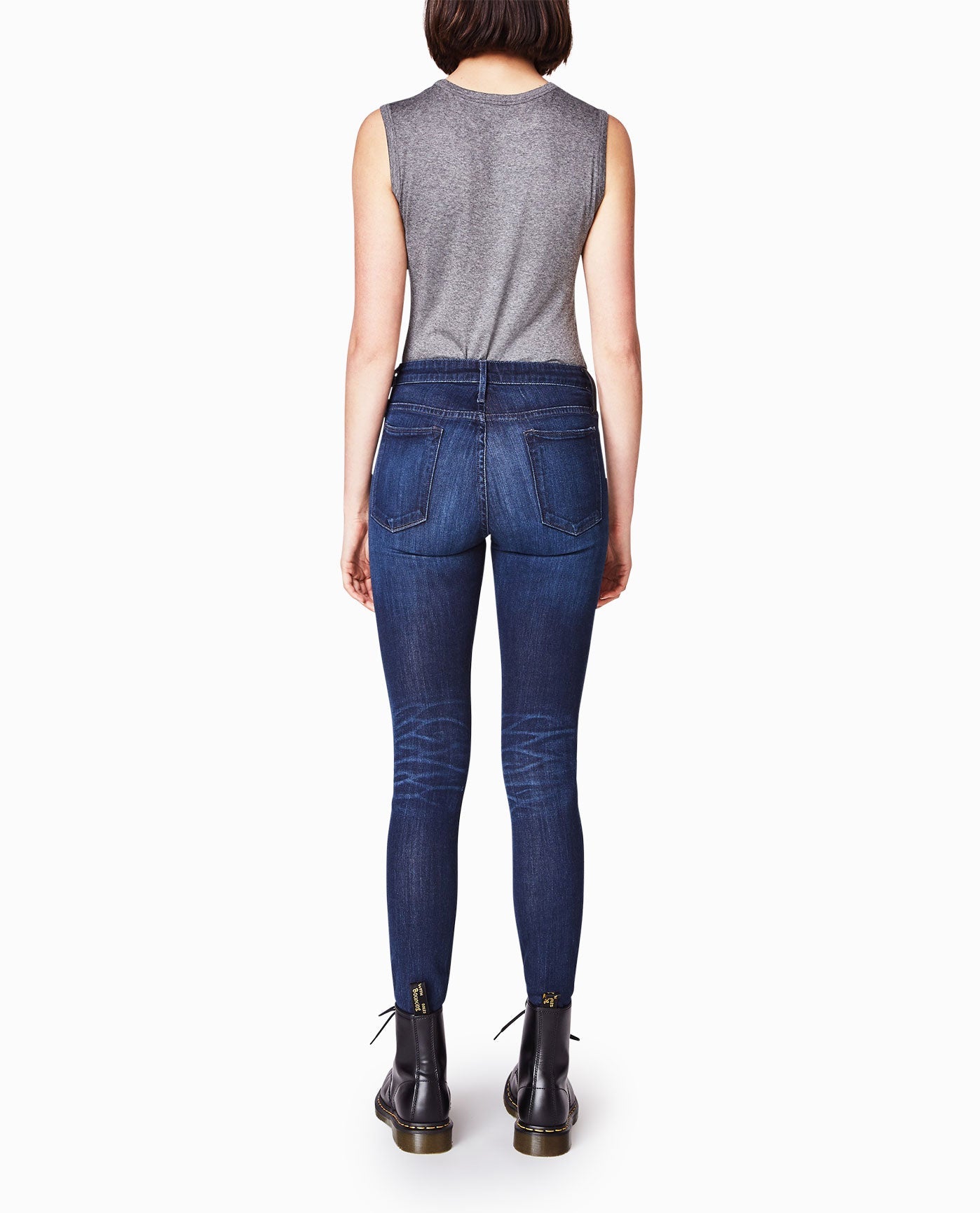 Front Detail View Of Nicole Miller Leather And Denim Jean | NM BLACK LEATHER DENIM