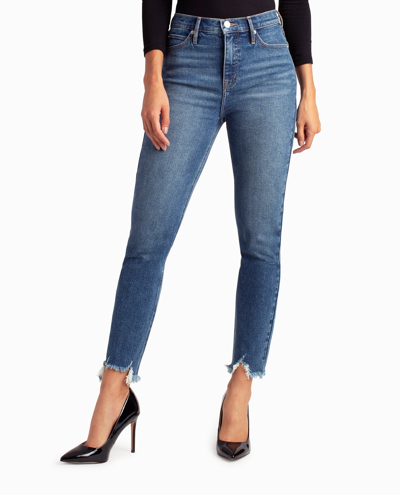 Front View Of Nicole Miller Boerum Hill High Rise Slim Fit Jean | NM DARK BLUE