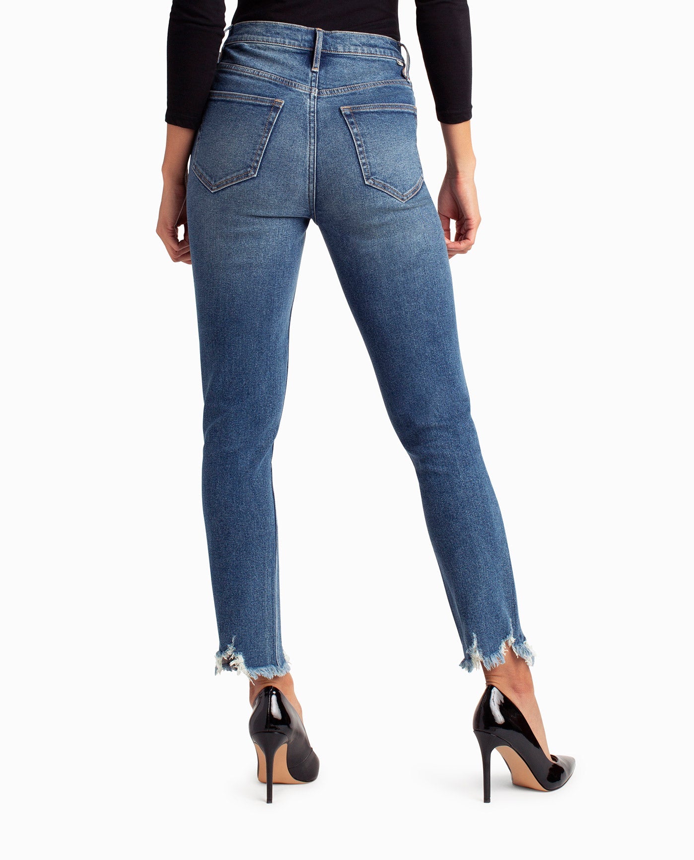 Back View Of Nicole Miller Boerum Hill High Rise Slim Fit Jean | NM DARK BLUE