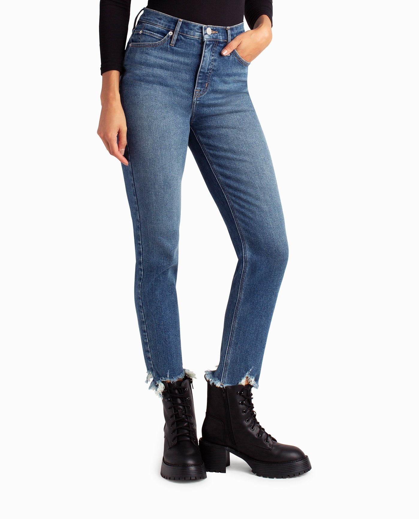 Alternate Front View Of Nicole Miller Boerum Hill High Rise Slim Fit Jean | NM DARK BLUE