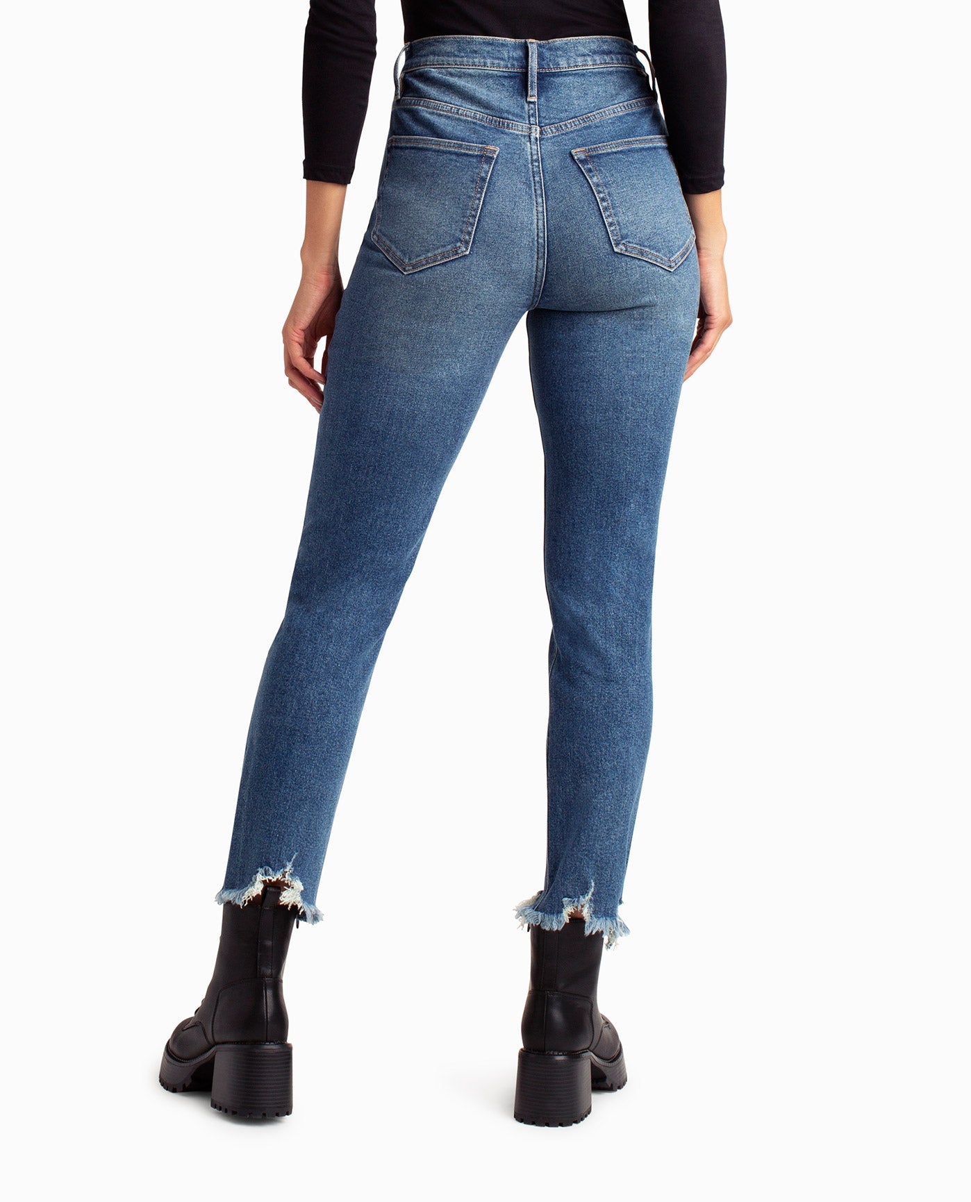 Alternate Back View Of Nicole Miller Boerum Hill High Rise Slim Fit Jean | NM DARK BLUE