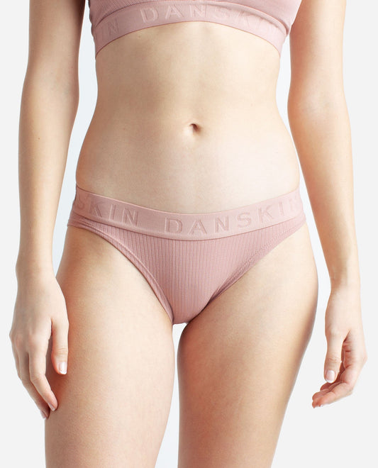 Front View of Danskin Coco Kiss Multicolor 5-Pack Ribbed Bikini Underwear | DSK COCO KISS MULTICOLOR
