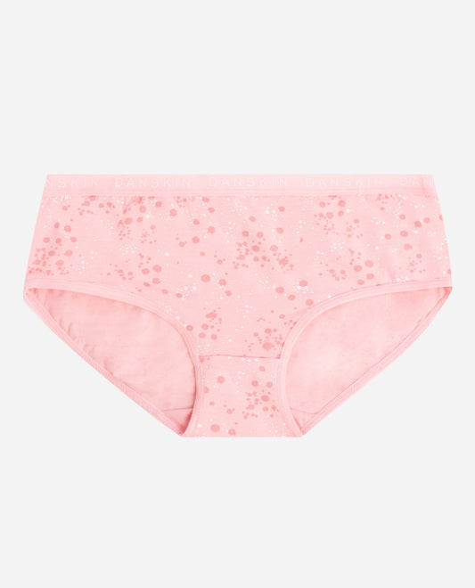 Front View of Danskin Rose Gold Star Multicolor Girls 5-Pack Printed Cotton Spandex Bikini Underwear | DSK ROSE GOLD STAR MULTICOLOR