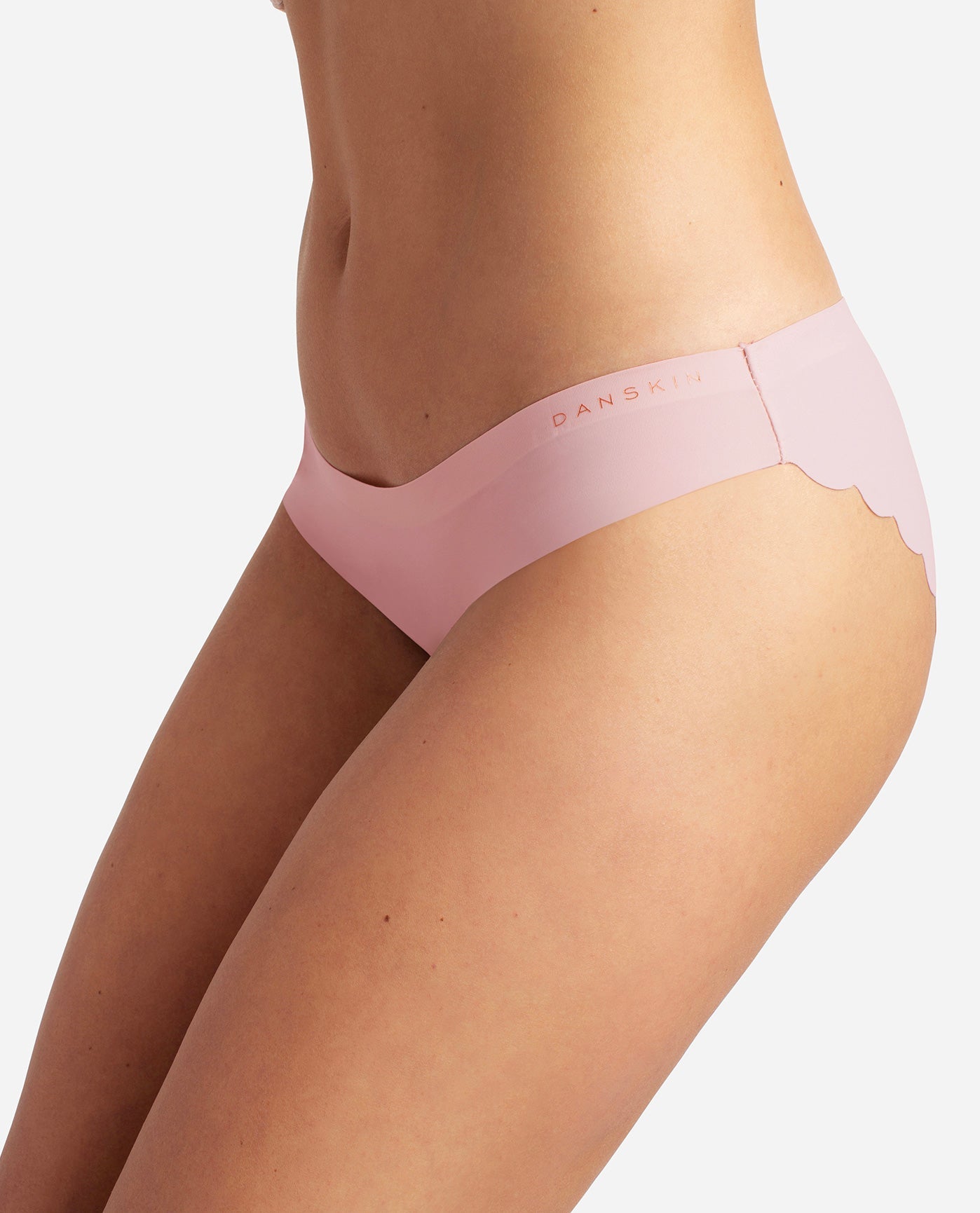 Side View of Danskin Blush Linen Multicolor 5-Pack Laser Tanga Panty | DSK BLUSH LINEN MULTICOLOR