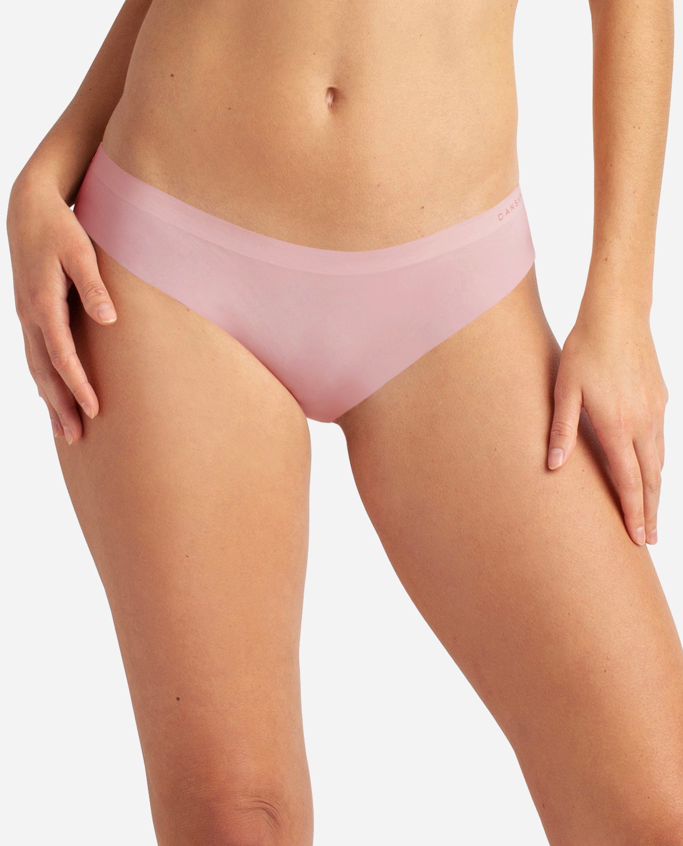 Front View of Danskin Blush Linen Multicolor 5-Pack Laser Tanga Panty | DSK BLUSH LINEN MULTICOLOR