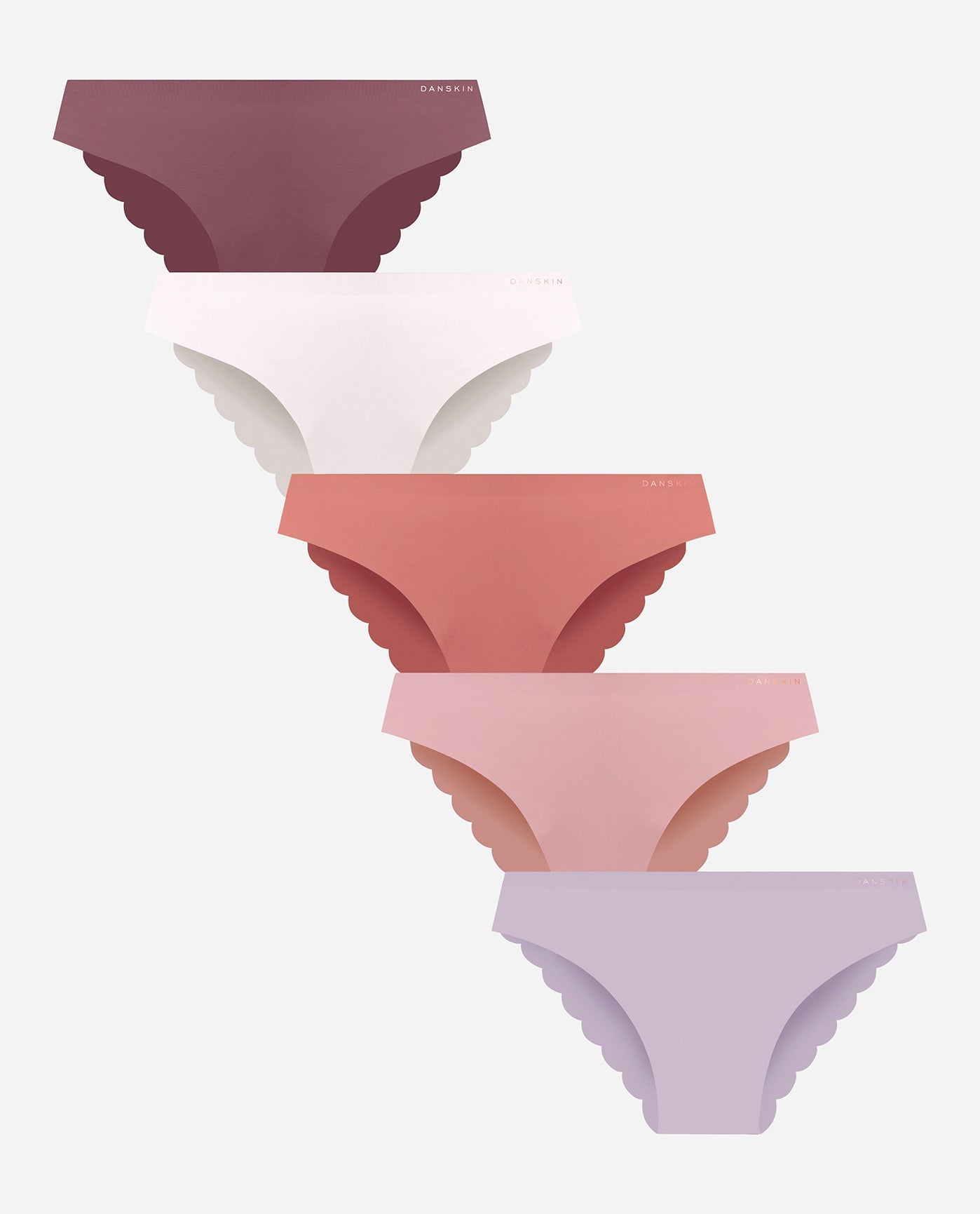Group View of Danskin Blush Linen Multicolor 5-Pack Laser Tanga Panty | DSK BLUSH LINEN MULTICOLOR
