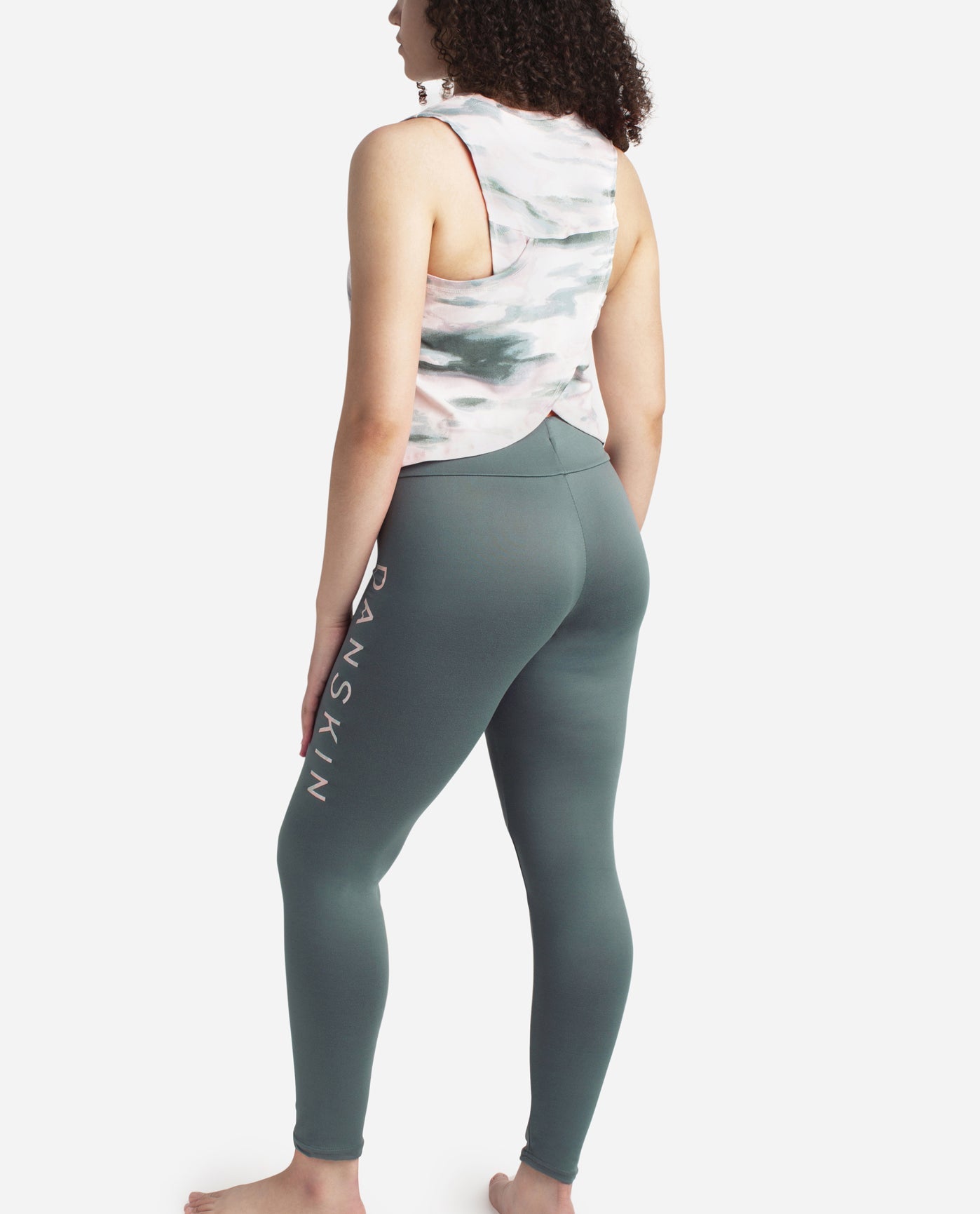 Back View Of Danskin Misty Jade Multi High Neck Tank Sleep Set With Leggings | DSK MISTY JADE MULTI