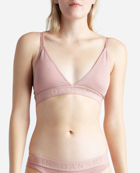 Front View of Danskin Coco Kiss And Bone 2-Pack Ribbed Seamless Bralette | DSK COCO KISS AND BONE