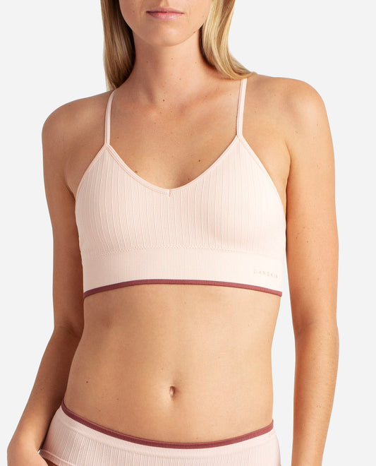 Front View of Danskin Pink Earth Multicolor 3-Pack Seamless Braid Texture Bralette With Contrast Line | DSK PINK EARTH MULTICOLOR