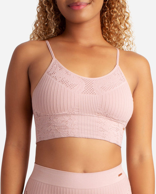 Front View of Danskin Desert And True Brunette 2-Pack Crochet Seamless Bralette | DSK DESERT AND TRUE BRUNETTE