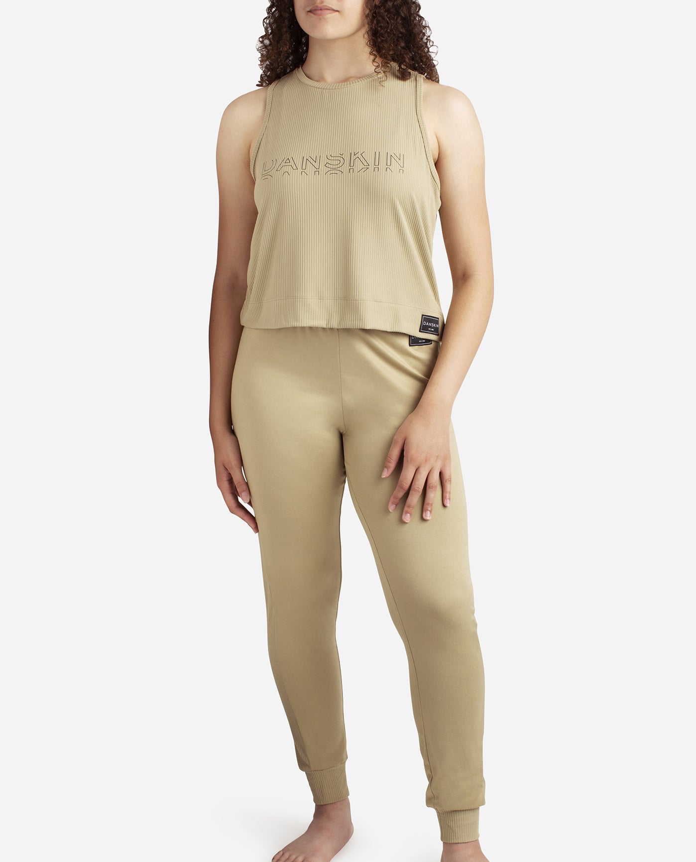 Front View of Danskin Light Camo High Neck Tank Sleep Set With Jogger | DSK LIGHT CAMO