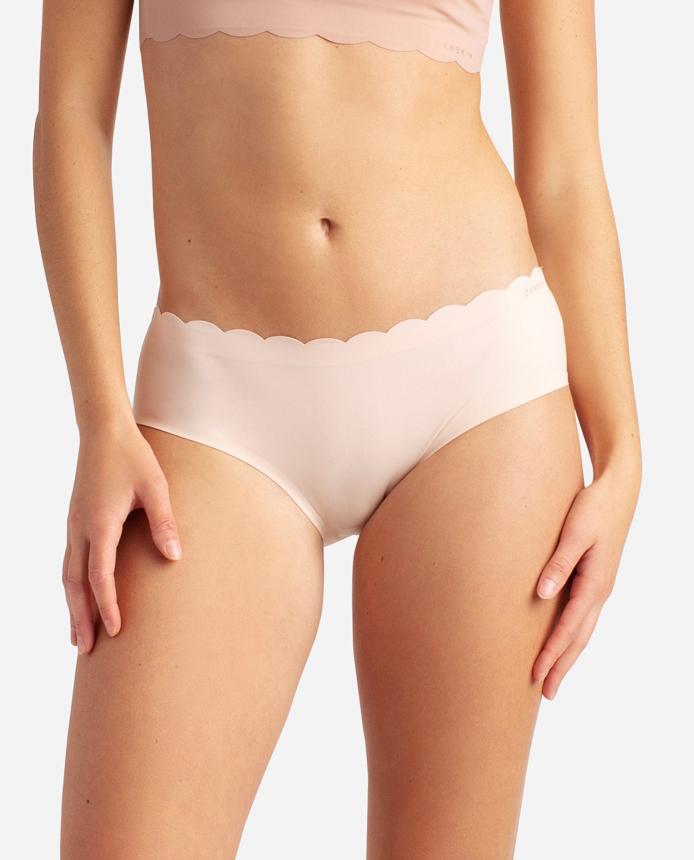 Front View of Danskin Copper Glaze Multicolor 5-Pack Bonded Scallop Hipster Underwear | DSK COPPER GLAZE MULTICOLOR