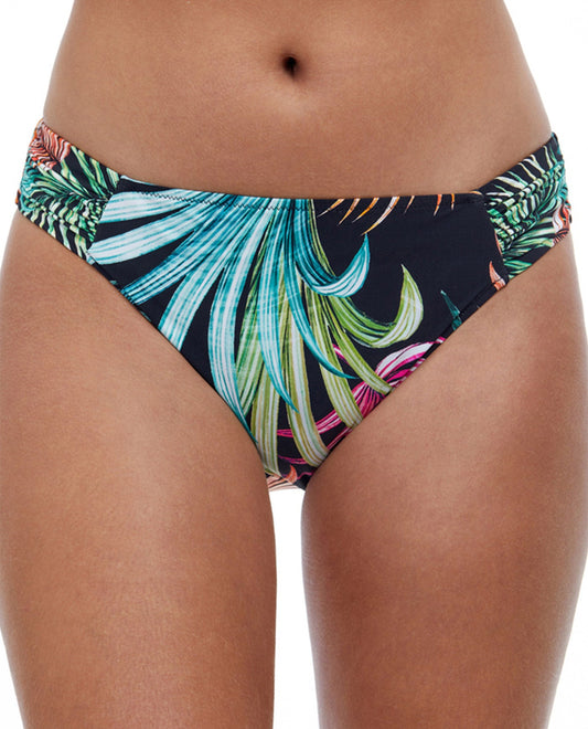 Front View of Profile By Gottex Tropico Black Side Tab Hipster Bikini Bottom | PRO TROPICO BLACK