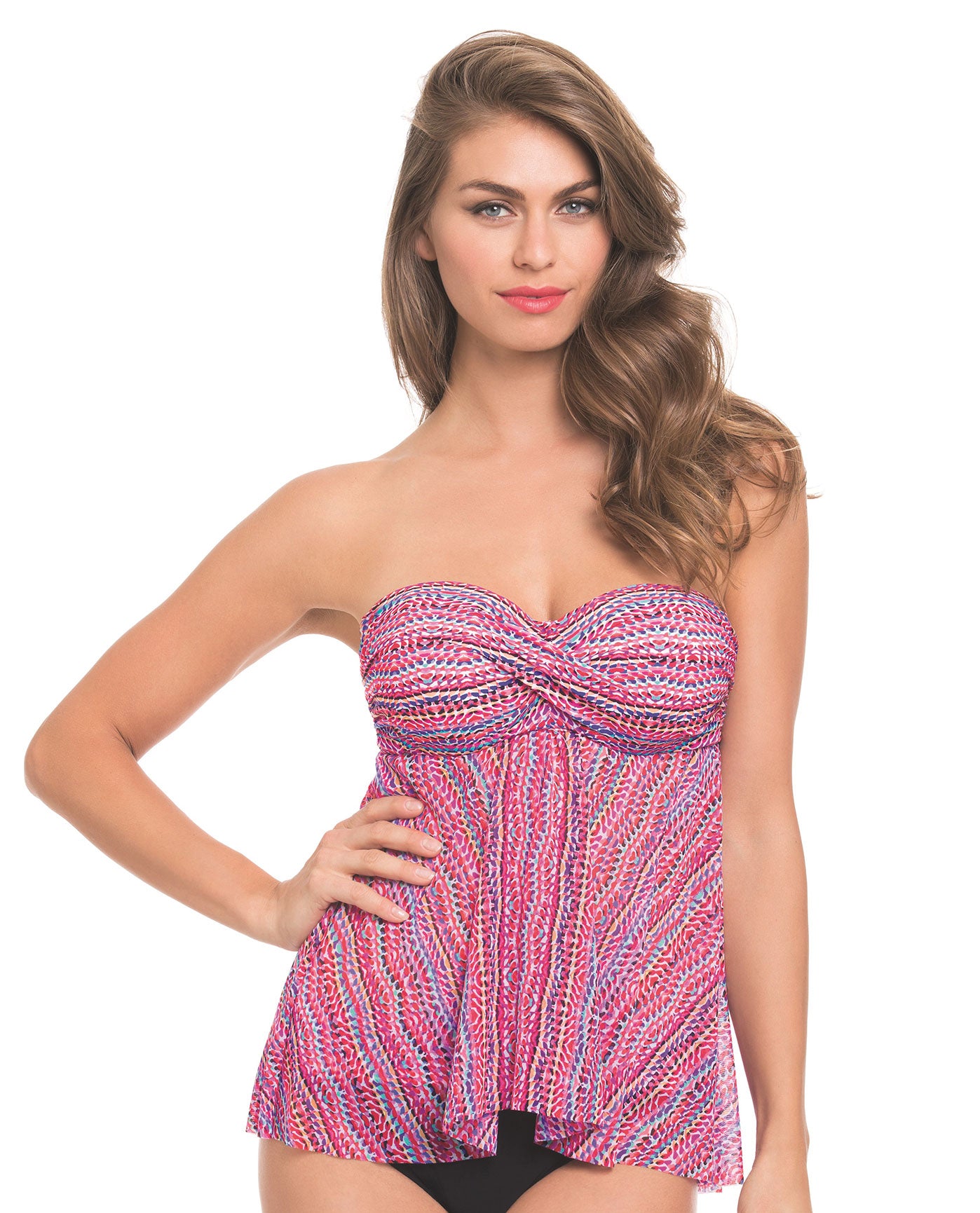 Front View Of Profile by Gottex Rio D-Cup Bandeau Fly Away Tankini Top | PRO RIO